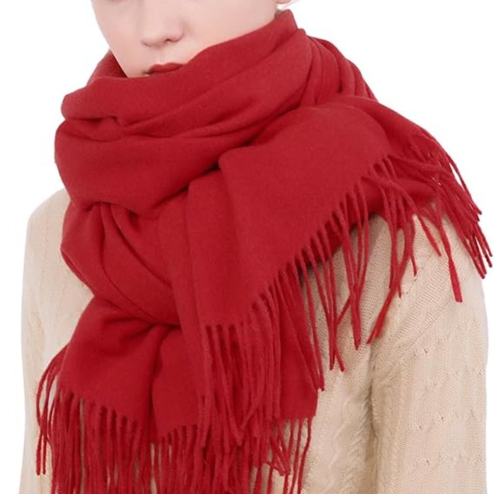 NEW RIIQIICHY Scarf Pashmina Shawls Wraps Warm Soft Christmas Holidays Red